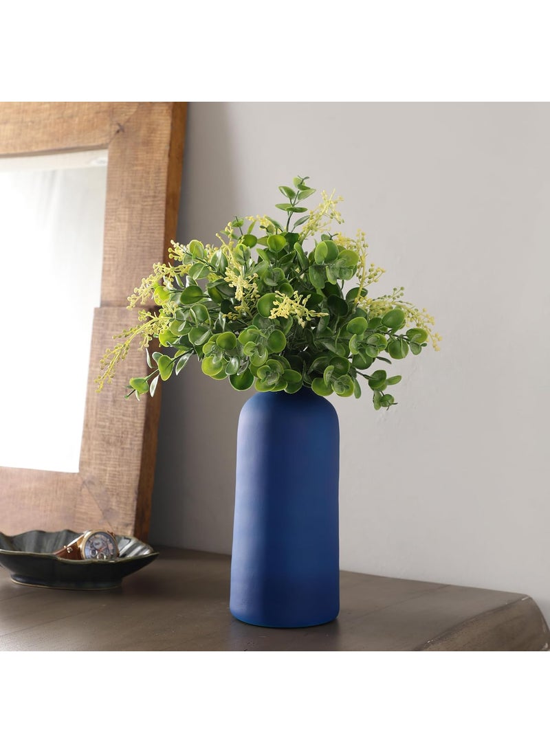 The Decor Lane Modern Decorative Vases for Home Decor | Centerpieces | Kitchen | Office or Living Room - 9.25 Inches (Blue Cylinder)