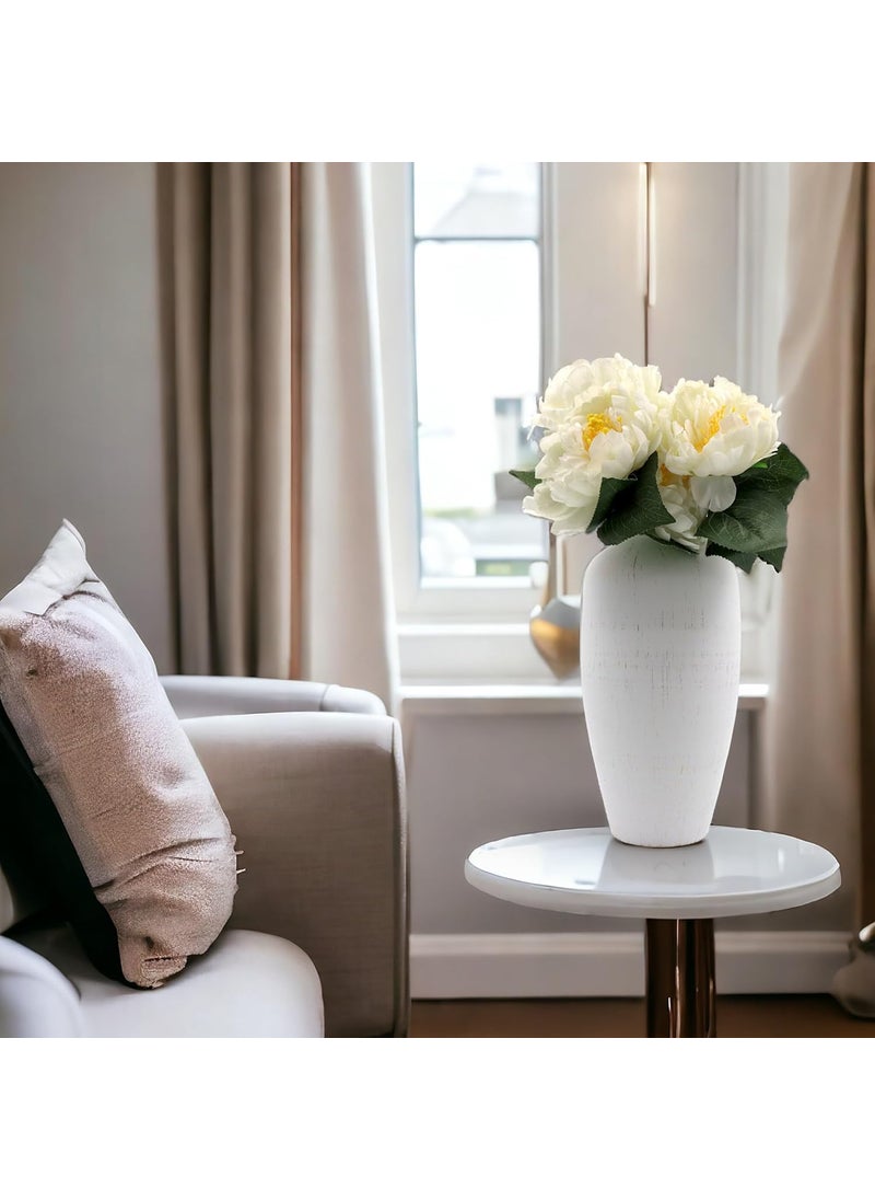HOSLEY Flower Vase for Living Room |Vases for Home Decor| Metal Big Size Pots for Home Decoration| Table Pot for Corner| Decoration and Craft|11 Inch High (White)
