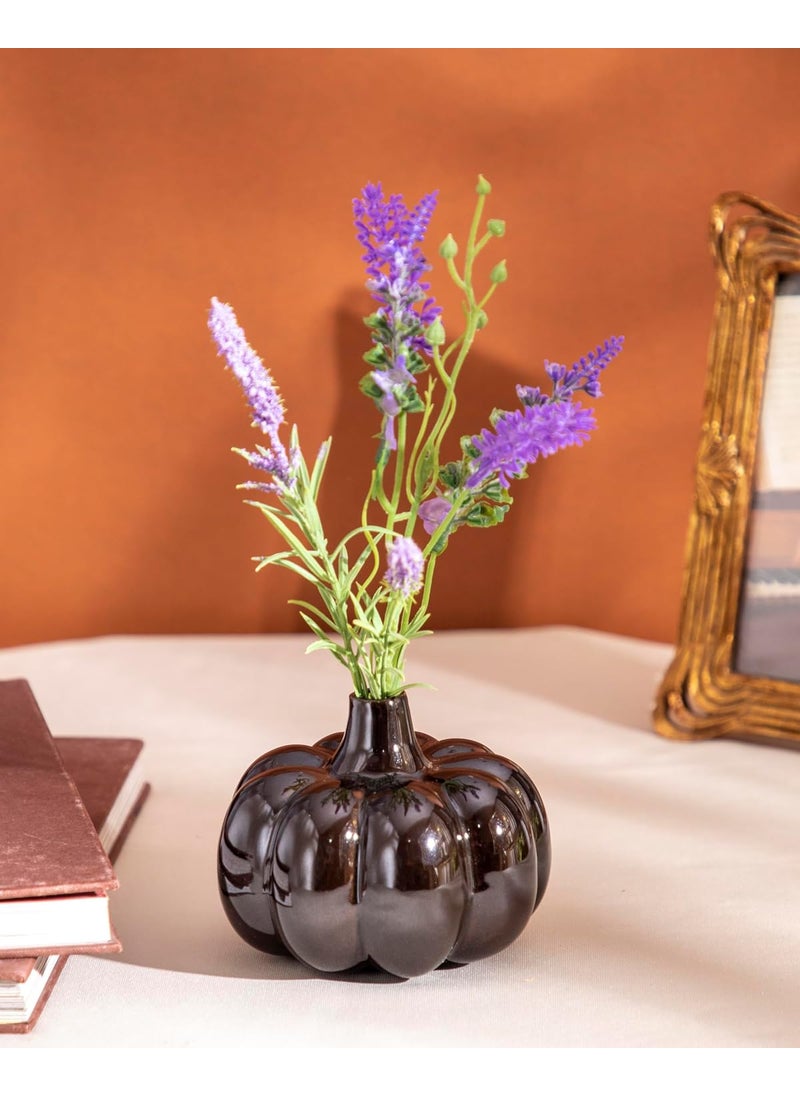 The Decor Lane Ceramic Handcrafted Pumpkin Shaped Flower vase Vase for Living Room, Bedroom, Dining Table, Home Decoration - 4.5 Inches