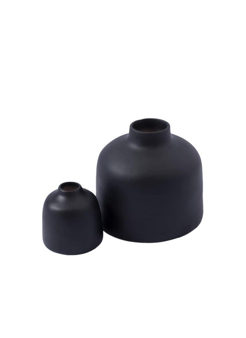 The Decor Lane Modern Decorative Vases for Home Decor | Centerpieces | Kitchen | Office or Living Room - 5.5 Inches & 3 inches (Black Set of 2)