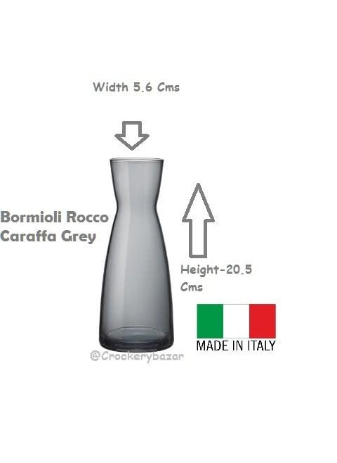 Bormioli Rocco Glass Vase 20.6 Cms 1 Pc, Ypsilon Caraffa Grey Colour Vase for Home Decor