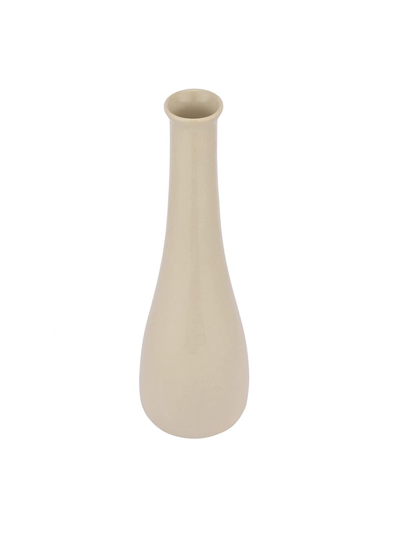 The Decor Lane Ceramic Handcrafted Bottle Shaped Flower vase | 12 Inches (Off White)