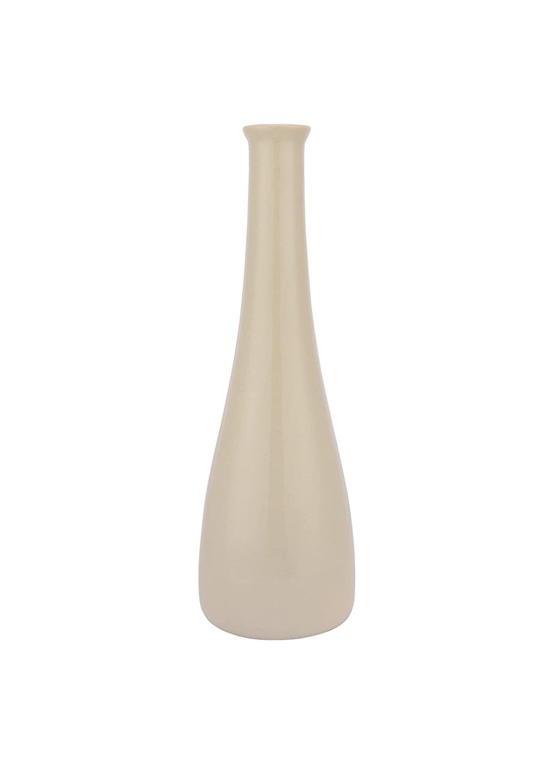The Decor Lane Ceramic Handcrafted Bottle Shaped Flower vase | 12 Inches (Off White)