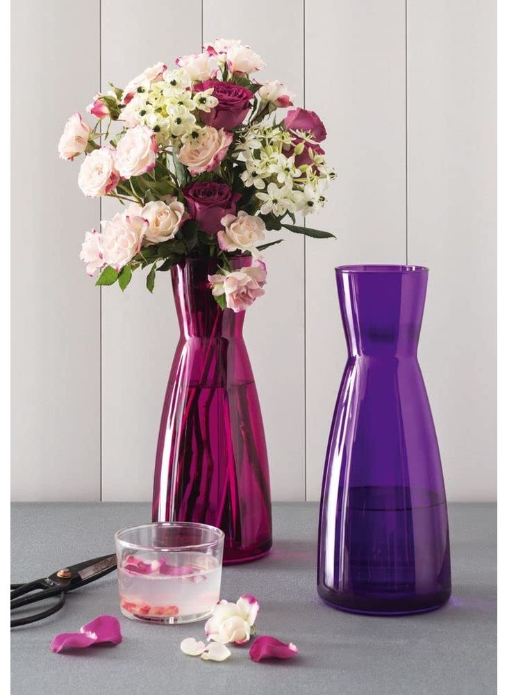 Bormioli Rocco Glass Vase 20.6 Cms 1 Pc, Ypsilon Caraffa Purple Colour Vase