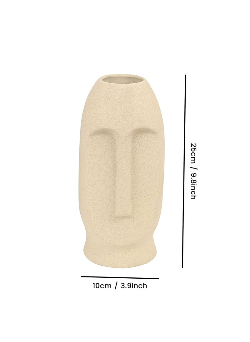 The Decor Lane Modern Decorative Face Ceramic Vase for Home Décor | Centerpieces | Kitchen | Office or Living Room | Set of 1 (Long Off White)