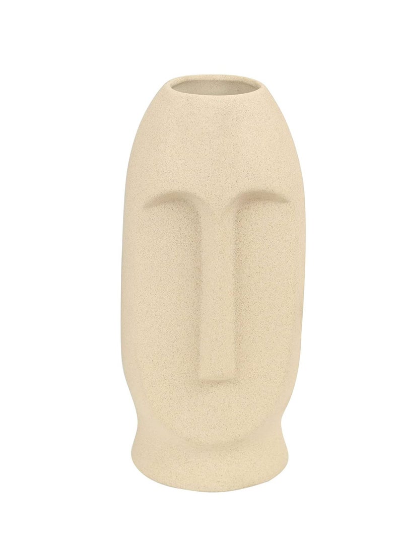 The Decor Lane Modern Decorative Face Ceramic Vase for Home Décor | Centerpieces | Kitchen | Office or Living Room | Set of 1 (Long Off White)