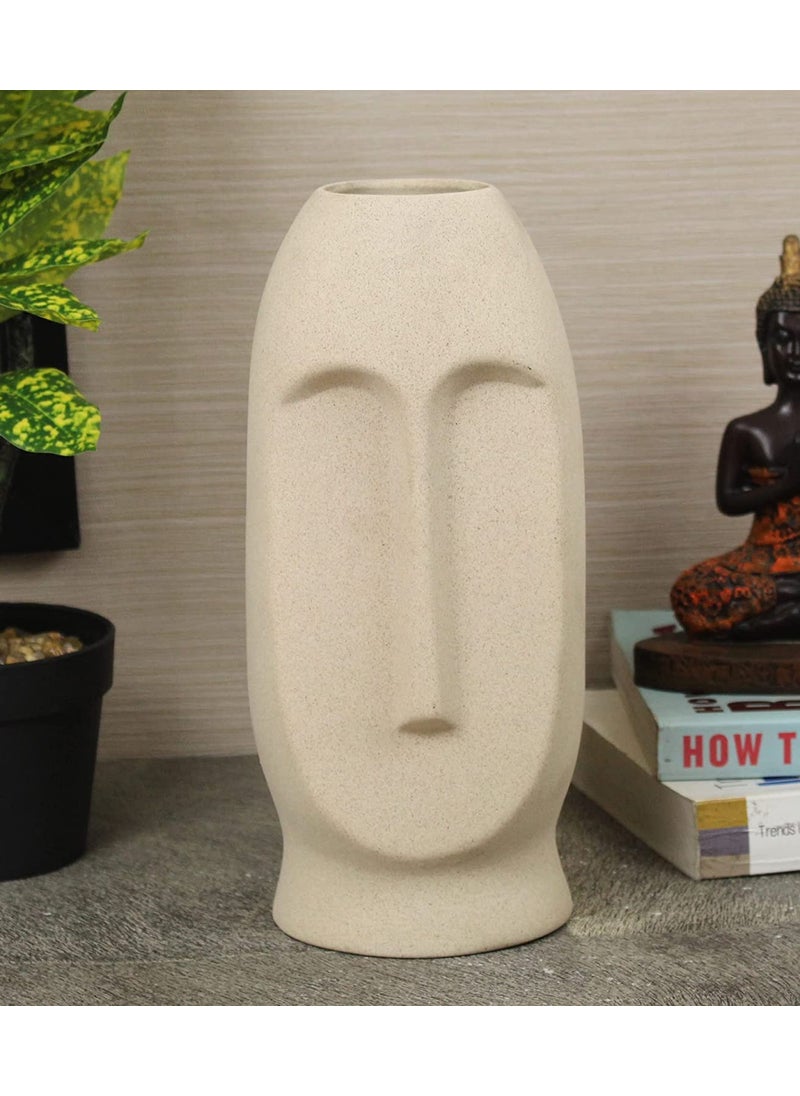 The Decor Lane Modern Decorative Face Ceramic Vase for Home Décor | Centerpieces | Kitchen | Office or Living Room | Set of 1 (Long Off White)
