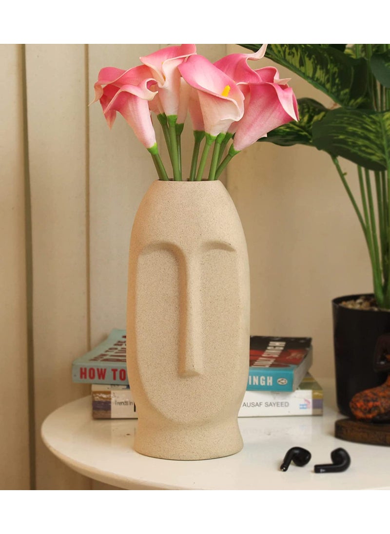 The Decor Lane Modern Decorative Face Ceramic Vase for Home Décor | Centerpieces | Kitchen | Office or Living Room | Set of 1 (Long Off White)