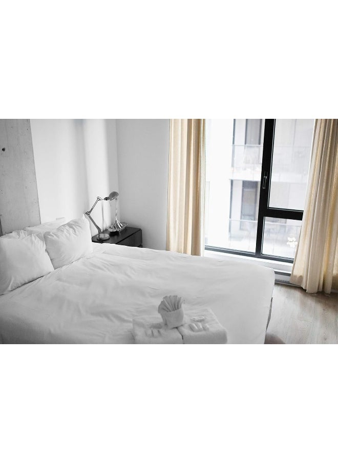 Tache Home Fashion 4 Piece Super Soft Bulk Wholesale Motel Hotel Hospitality Dorm Guest Bed Bedroom Basic Bed Sheet Set, Cal King, White