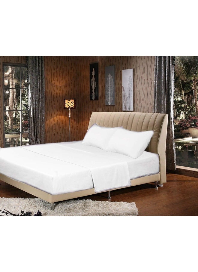 Tache Home Fashion 4 Piece Super Soft Bulk Wholesale Motel Hotel Hospitality Dorm Guest Bed Bedroom Basic Bed Sheet Set, Cal King, White