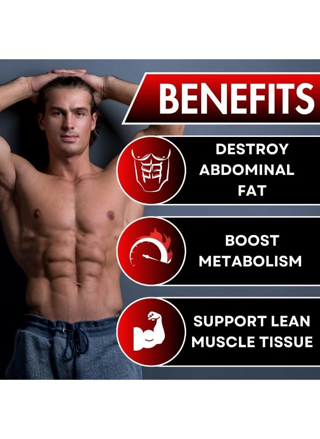 Fat Burner For Men - Lose Belly Fat, Tighten Abs, Support Lean Muscle - Jitter & Caffeine-Free Weight Loss Pills - 90 Ct