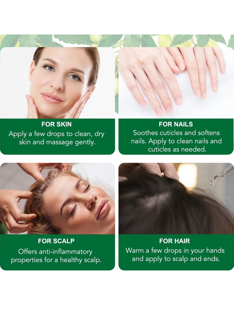 60ml Neem Oil for Hair Growth and Skin Care Pure Cold Pressed Organic Neem Oil for Hair Skin Nails promote Healthy Hair Growth Reduce Fine Lines Dark Spots Anti Aging Essential Serum