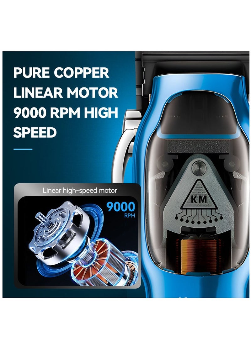 KM-1763 Professional Electric Hair Clipper With Charging Base Blue/Black