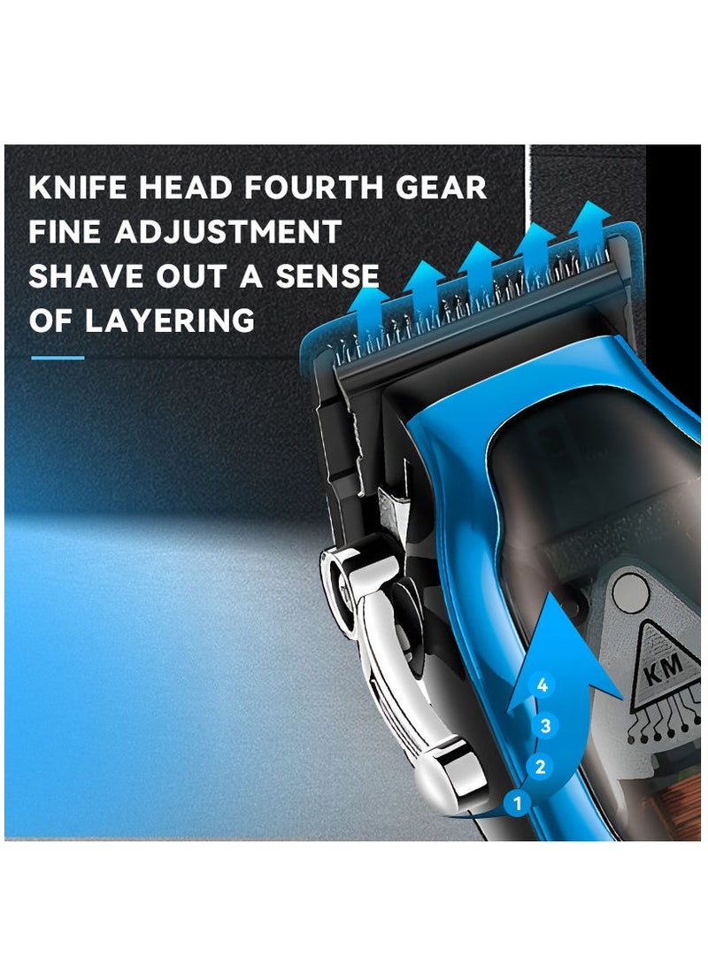 KM-1763 Professional Electric Hair Clipper With Charging Base Blue/Black