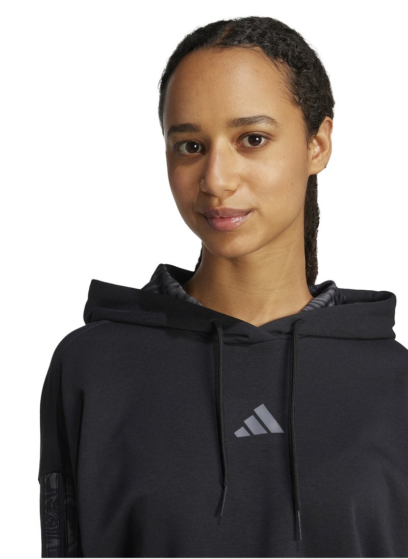 Essentials 3 Stripes Print French Terry Hoodie