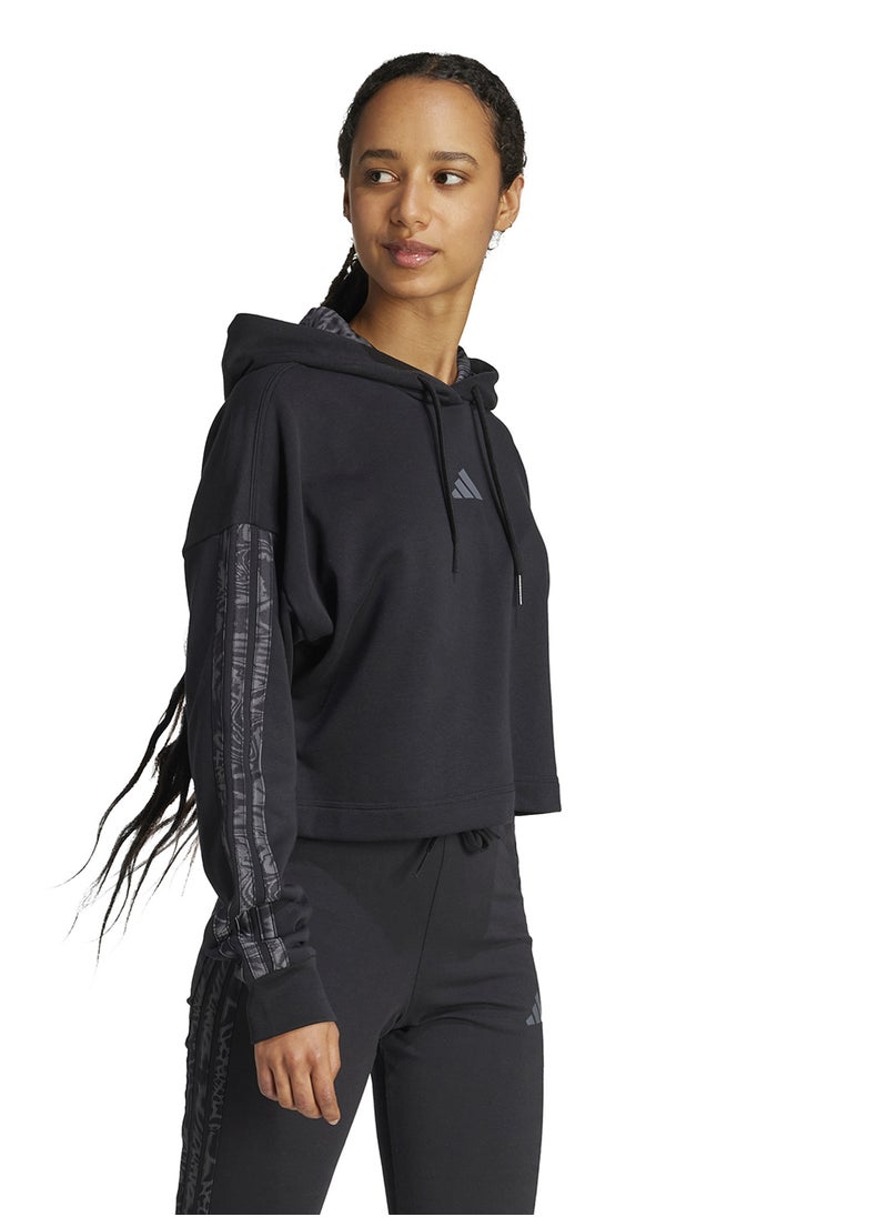 Essentials 3 Stripes Print French Terry Hoodie