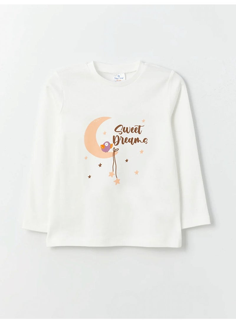 Crew Neck Printed Girls Pajama Set