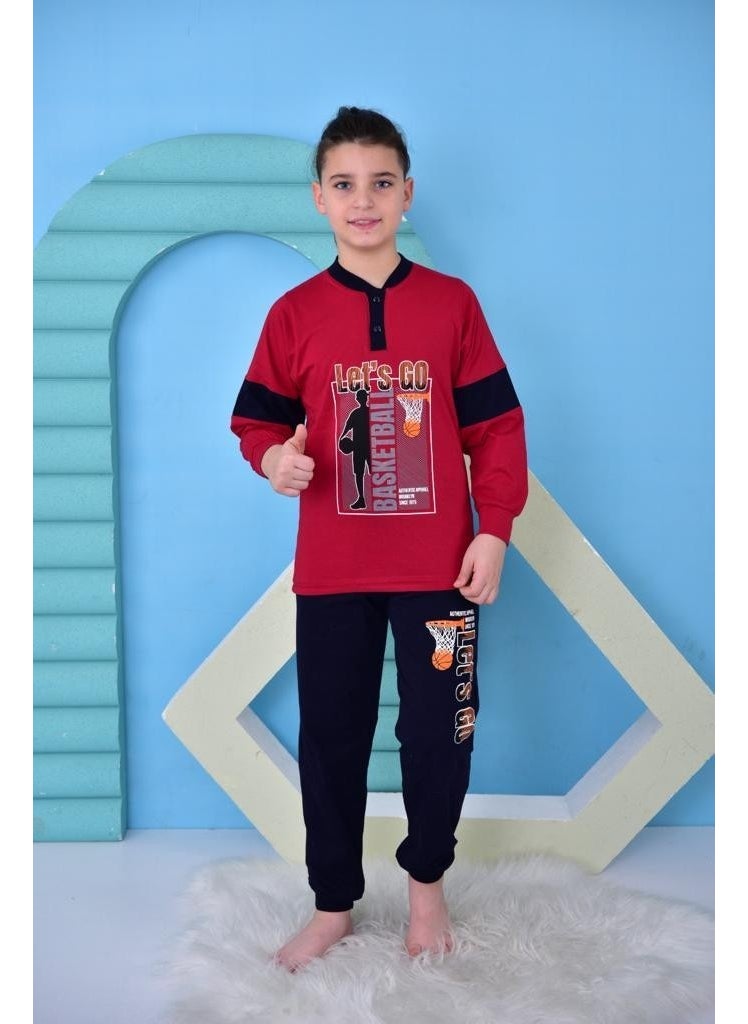 Happy City New Season Boy Travel Waiter Basketball Long Sleeve Cotton Pajama Set 5060