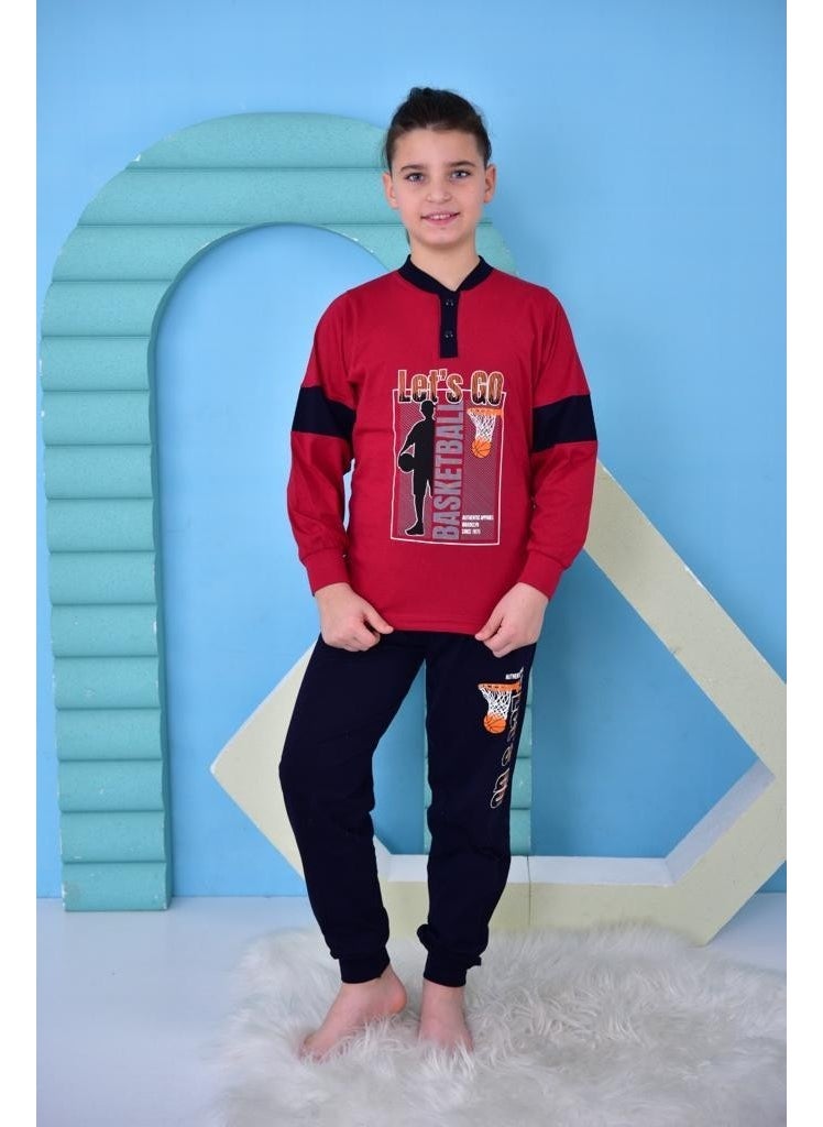 Happy City New Season Boy Travel Waiter Basketball Long Sleeve Cotton Pajama Set 5060