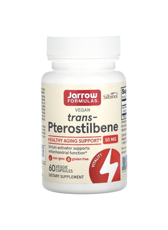 Jarrow Formulas, Trans-Pterostilbene, 50 mg, 60 Veggie Capsules