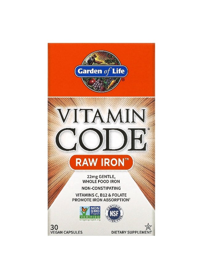 Garden of Life, Vitamin Code, RAW Iron, 30 Vegan Capsules