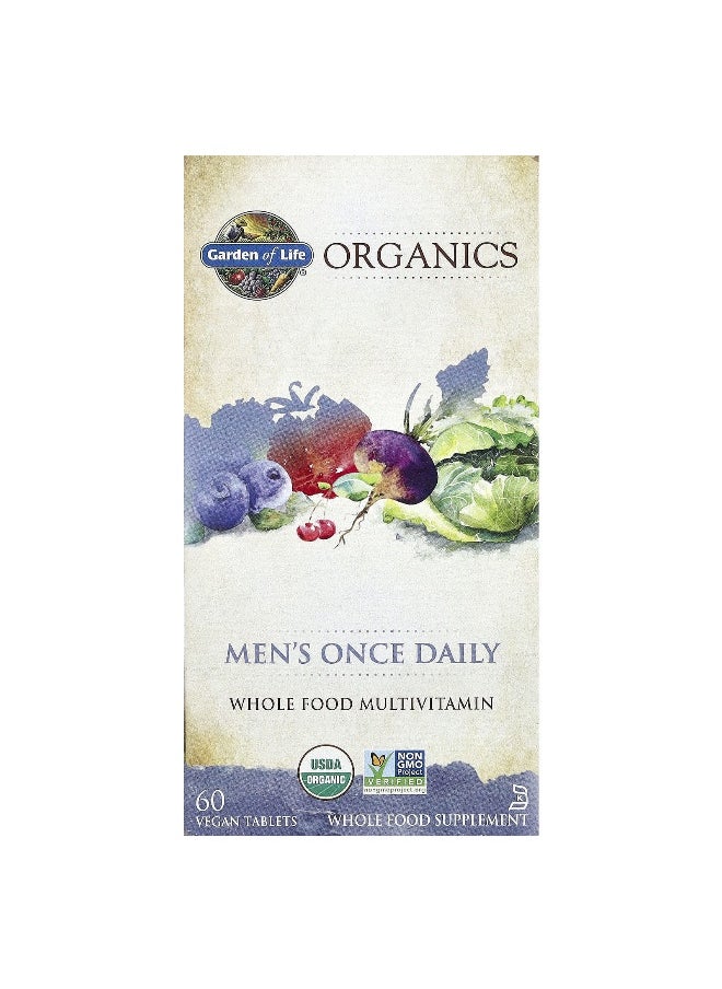 Garden of Life, Organics, Men's Once Daily, Whole Food Multivitamin, 60 Vegan Tablets