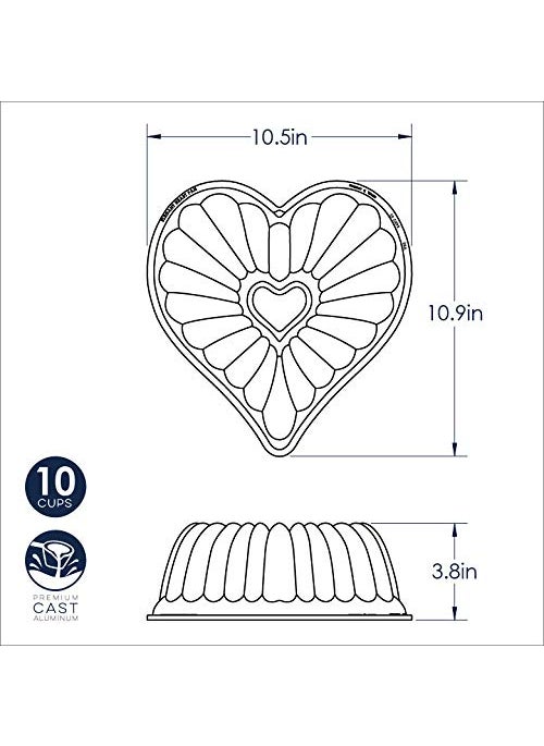 Nordic Ware Aluminium Elegant Heart Bundt Pan.