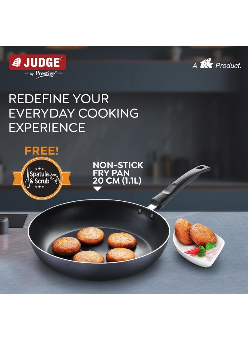 Judge by Prestige 20cm (1.1L) Everyday Non-Stick Fry Pan (Aluminium) |Low Oil Cooking | Easy to Clean |Cool Touch Handle