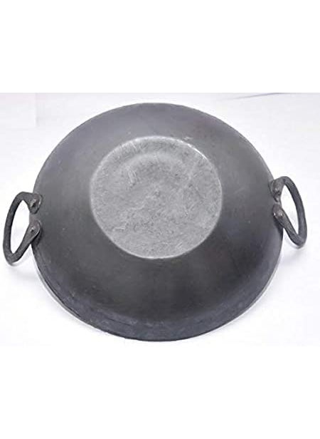 Super HK Iron/Loha/Lokhand Black Kadhai for Cooking on Stove/Induction with Handle 10.5 inch Diameter
