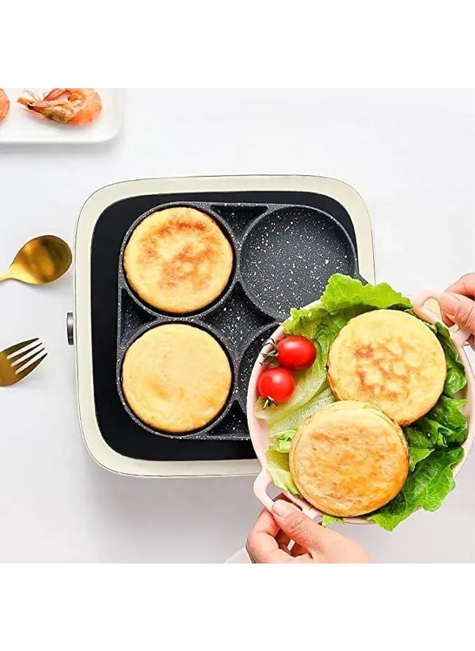 BHAVYAM Non Stick Egg Frying pan with Blocks Aluminium Fry pan for Cooking with Wooden Handle Egg Omelette pan Round with Detachable Handle (1 pcs)