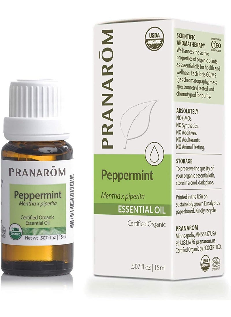 Pranarom USDA Certified Organic Peppermint Essential Oil 15ml 100 Pure Undiluted Therapeutic Grade from India for Aromatherapy Diffuser Topical Cooling Massage  Relaxation