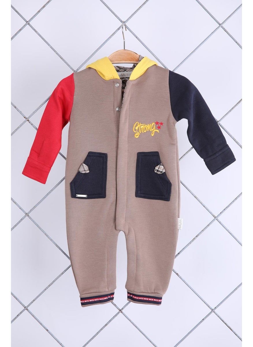 Babyhola Girl Boy Snapback Hooded Sports Jumpsuit 12644
