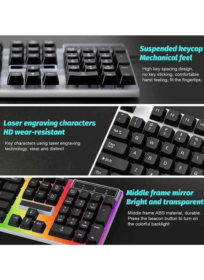 Led Gaming Keyboard With Mouse Set Black