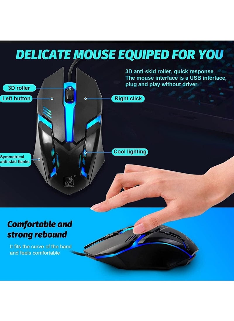 Led Gaming Keyboard With Mouse Set Black
