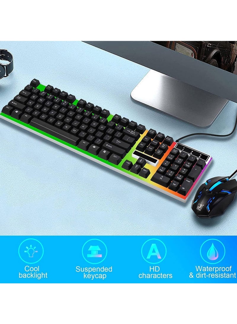 Led Gaming Keyboard With Mouse Set Black