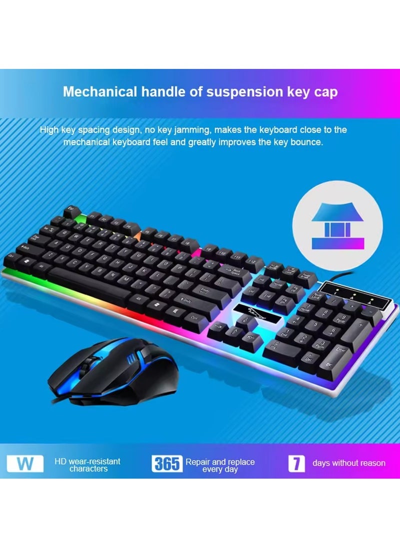 Led Gaming Keyboard With Mouse Set Black