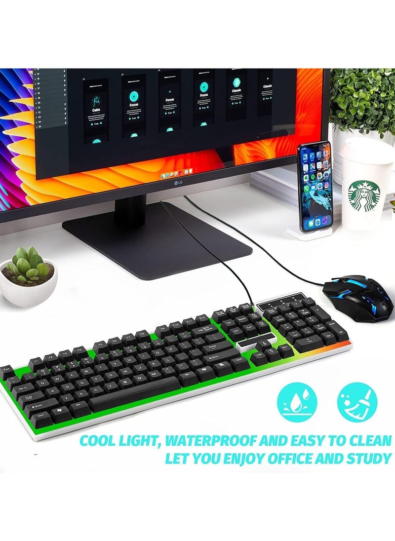 Led Gaming Keyboard With Mouse Set Black