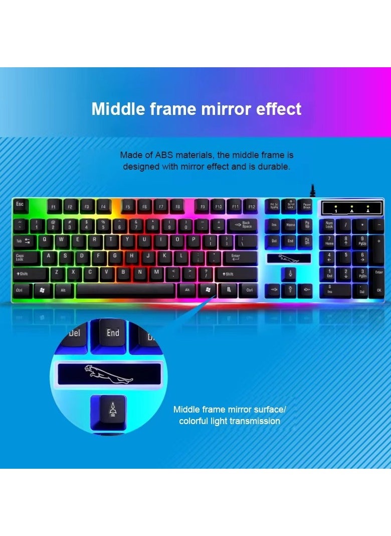 Led Gaming Keyboard With Mouse Set Black
