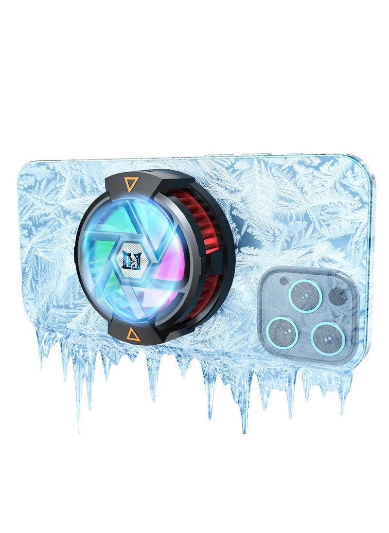 Mobile Phone Cooler Compatible with Magsafe Game Cooler Fan Designed for iPhone 12/13 Series Semiconductor Heatsink for PUBG Game Live StreamingVlog for 4-6.7 inches iOS/Android Without Noise