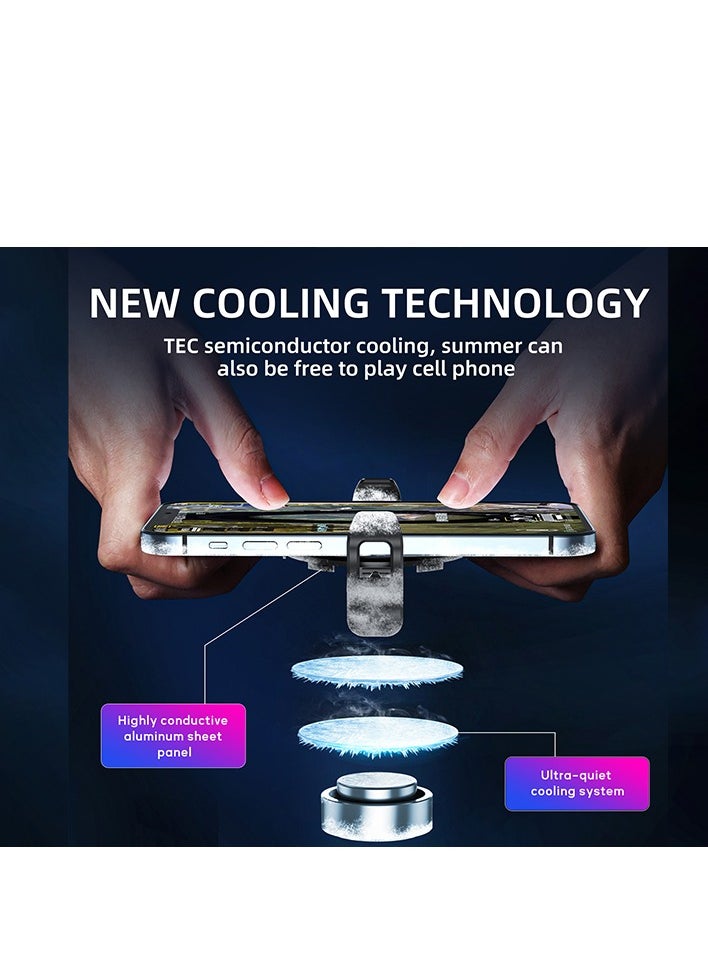 Mobile Phone Cooler Compatible with Magsafe Game Cooler Fan Designed for iPhone 12/13 Series Semiconductor Heatsink for PUBG Game Live StreamingVlog for 4-6.7 inches iOS/Android Without Noise