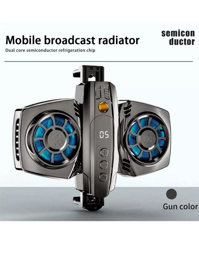 Mobile Phone Cooler Great Heat Dissipation Intelligent Energy Saving Dual Semiconductor RGB Cell Phone Cooling Fan Radiator for Xiaomi iPhone Cooler Heat Sink Game Cooling for Playing Games K4 (Black）