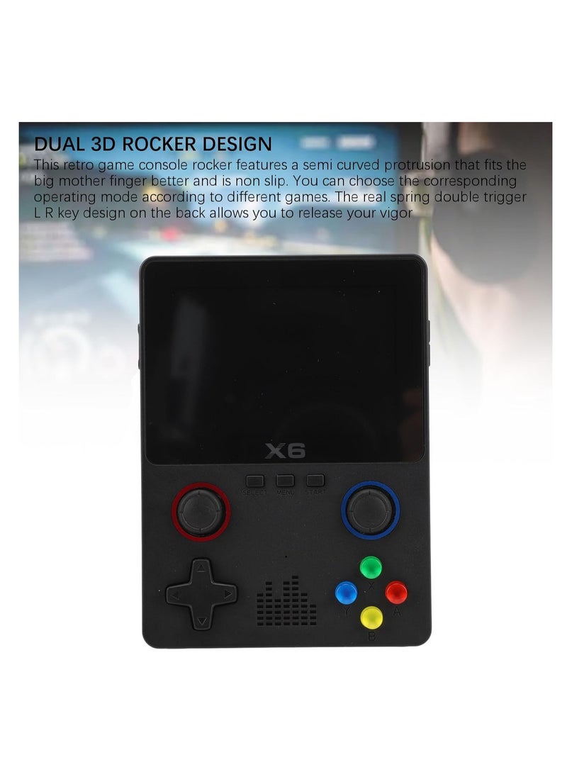 X6 Game Console, X6 Handheld Game Console, X6 Retro Game Console 15000+ Games, 3.5 Inch Screen Mini Retro Game Console, Dual 3D Joystick, Game Console X6 Supports 2 Player , Tv Output (Double - Black)