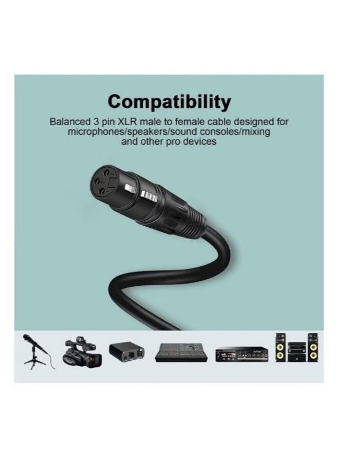XLR Microphone Cable Male To Female 3 Pin Cannon Balanced Extension Cable for Recording Applications, Mixers, Speaker Systems, DMX Lights,Mixer,Amplifiers (5 Meters)