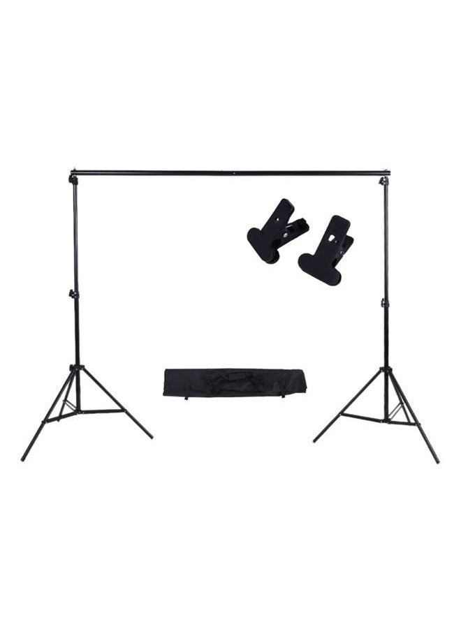 Adjustable Background Support Stand Photo Backdrop Crossbar Kit With Two Clamps Black