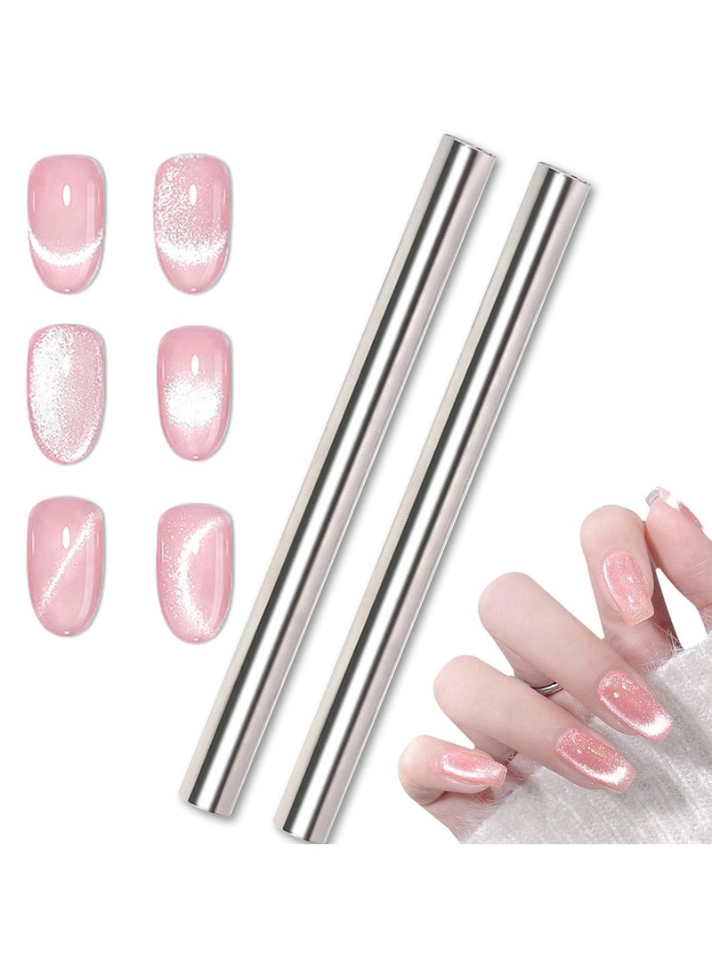 WOKOTO Silver Cylinder Nail Magnet Set  Big Cat Eye Nails Designs Ombre Gradient Magnet Pens Art Tools