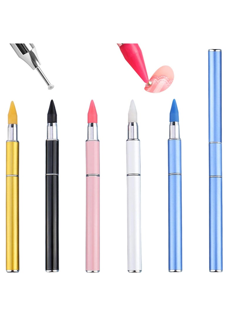 WOKOTO 5 PCS Rhinestone Picker Tools DualEnded Wax Pencil And Dotting Pen For Rhinestones Gems Crystals Studs Picker Wax Pencil Pen Manicure Nail Art Diy Decoration Tool Rhinestone Pen Tool