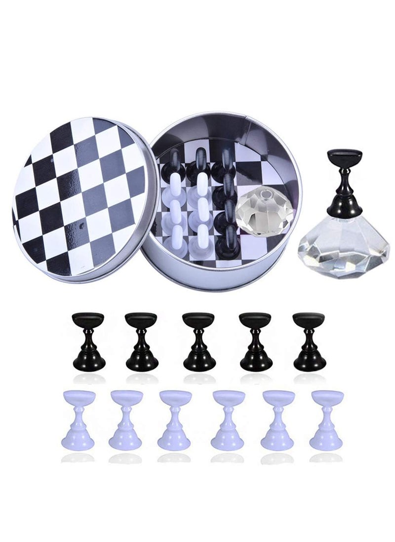 Kalolary Nail Art Display Stand  Magnetic Tips Holder Crystal Holder Chessboard DIY Practice Stand Transparent