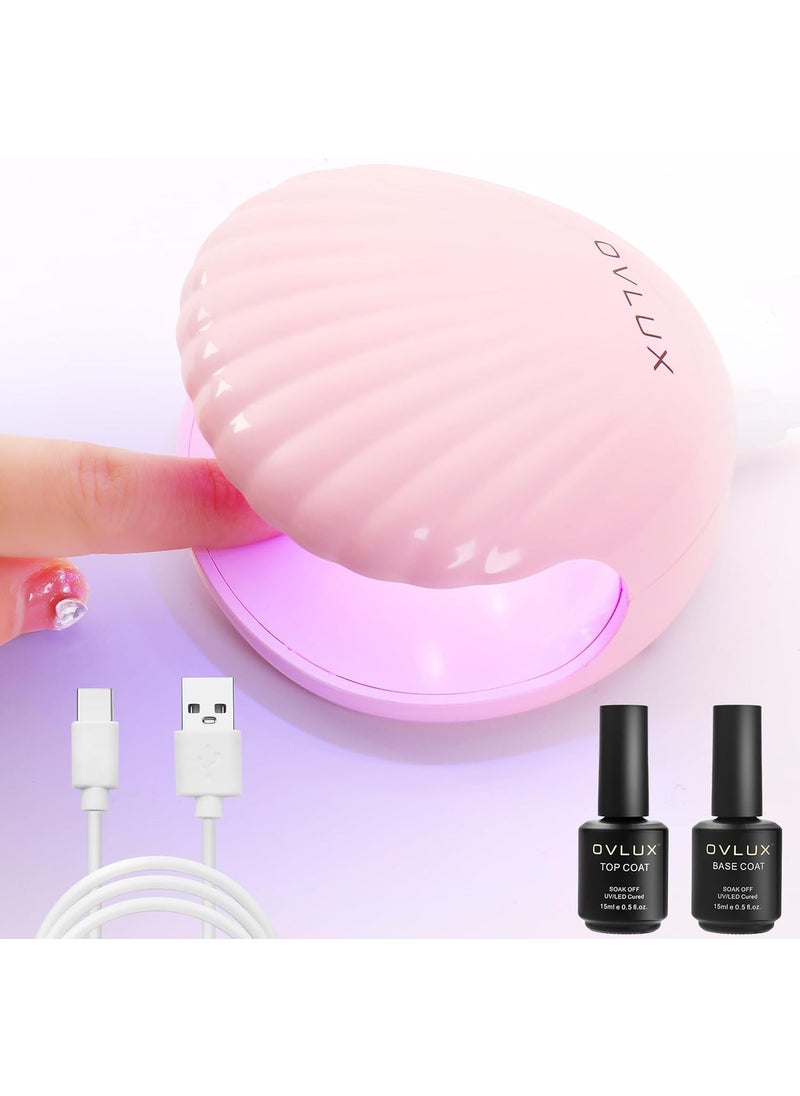 UV LED Nail Lamp with Top Coat and Base Coat Set 2 Pcs 15ml Nail Dryer UV Light for Gel Nails UV Nail Light Gel Nail Polish Fast Nail Polish Curing Lamps Manicure Tools