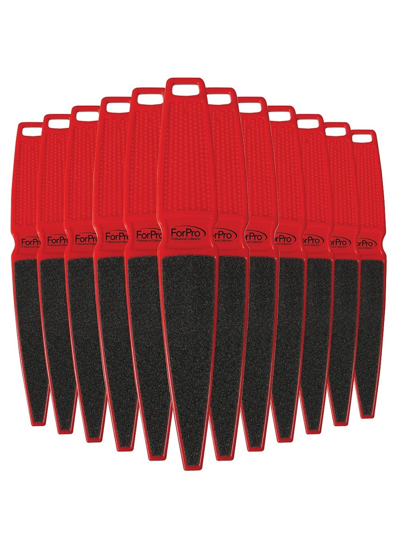 ForPro Professional Collection Pedicure Paddle Foot File DoubleSided Foot File for Heels Disposable  Sanitizable 80120 Grit Red Pack of 12