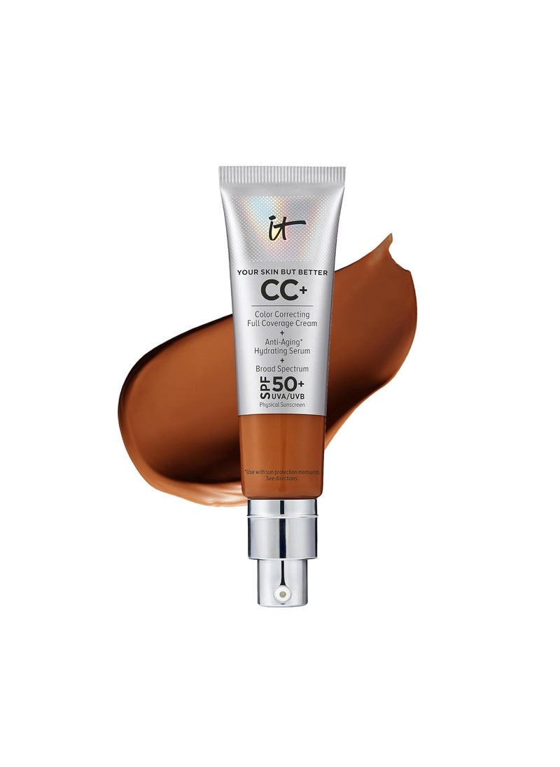 IT Cosmetics Your Skin But Better CC Cream  Color Correcting Cream FullCoverage Foundation Hydrating Serum  SPF 50 Sunscreen  Natural Finish  108 fl oz